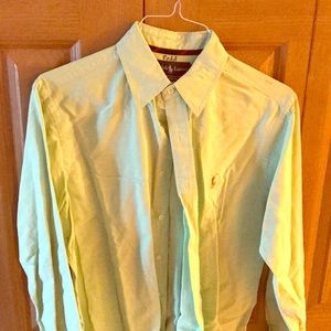 Green polo button down shirt